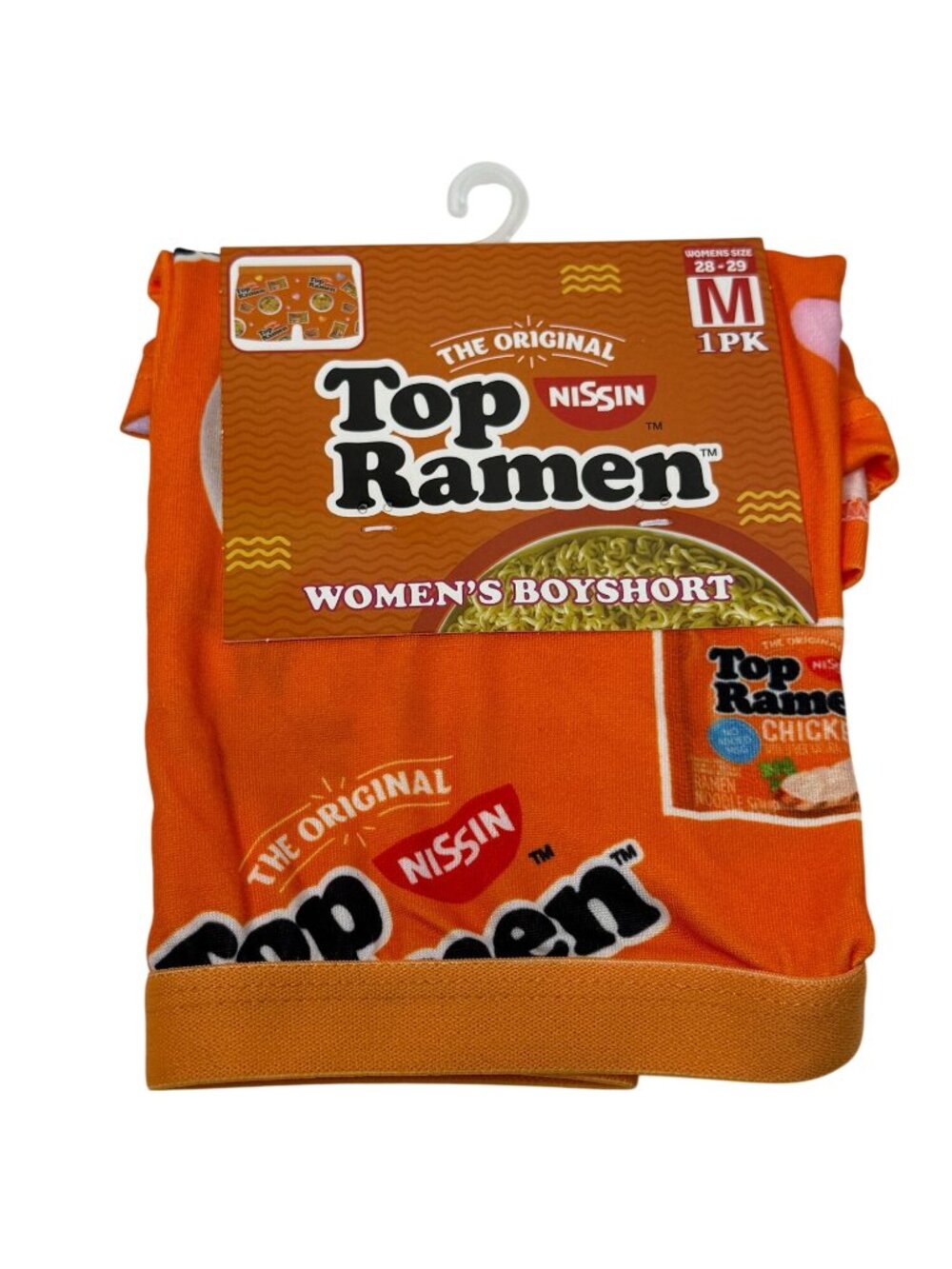 Top Ramen Womens Boyshort Underwear Medium Orange Novelty Food Print Cute